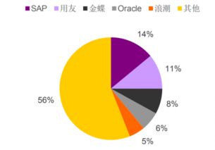 2017年h1中國(guó)企業(yè)級(jí)應(yīng)用軟件廠商銷售收入占比 圖